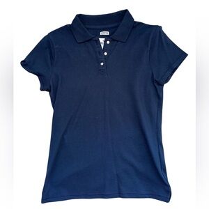Hollister Navy Short Sleeve quarter Button-Down Stretch Polo Size:Small